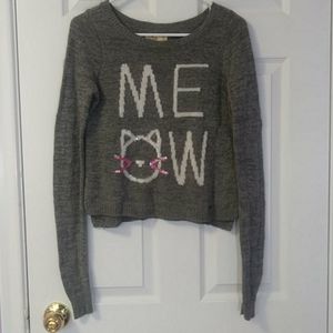 Hollister Cat's MEOW grey sweater